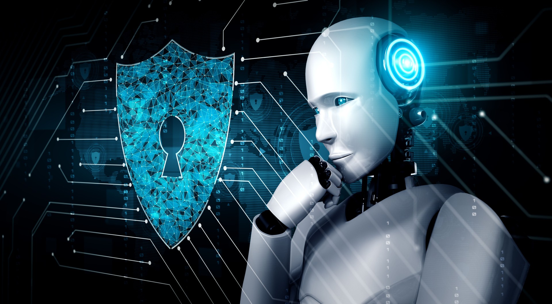 AI robot using cyber security to protect information privacy